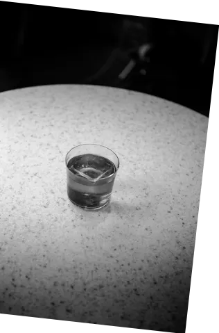 Black and white picture of Axia Spirit Mediterranean Negroni Cocktail