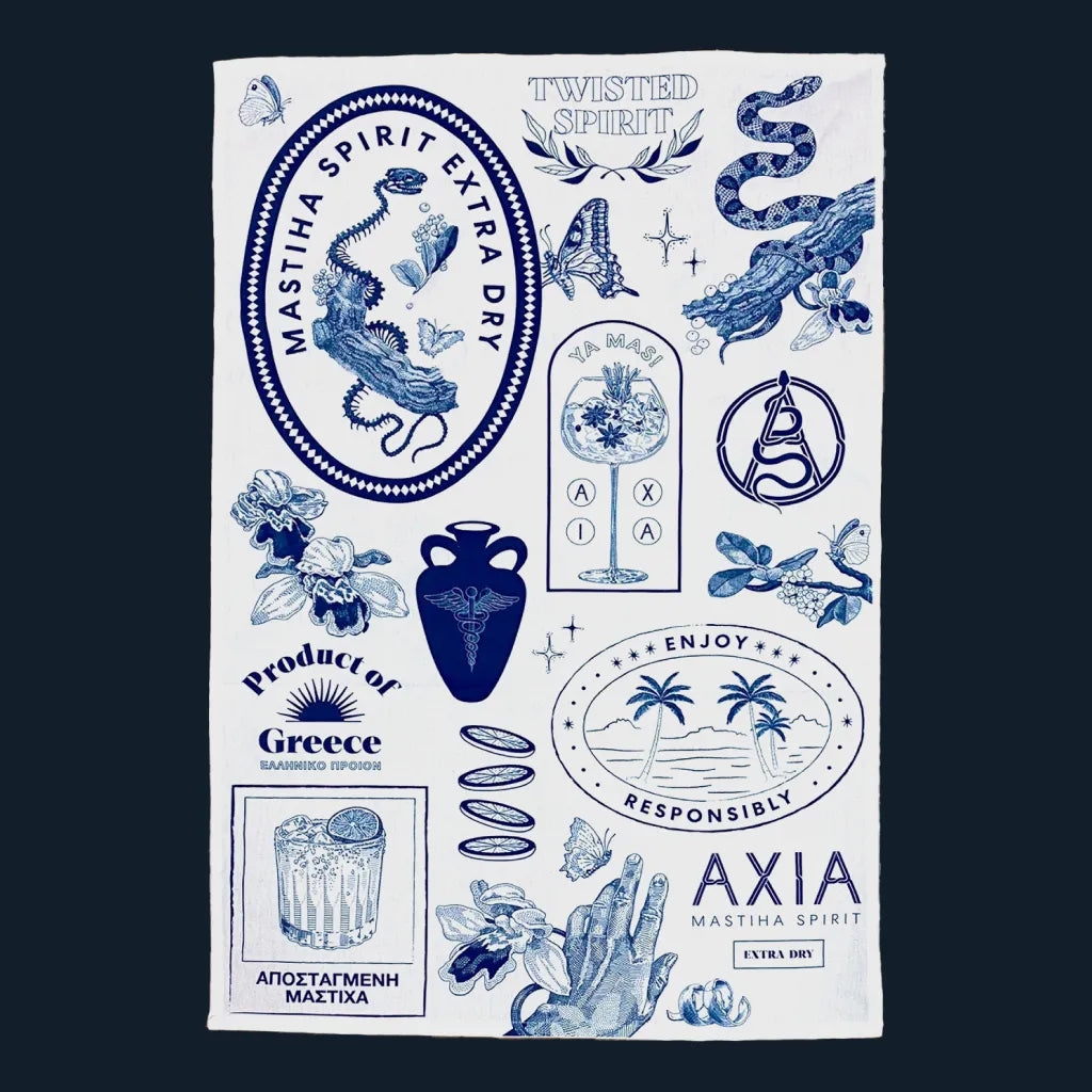 Axia Spirit Bar Towel on a dark blue background