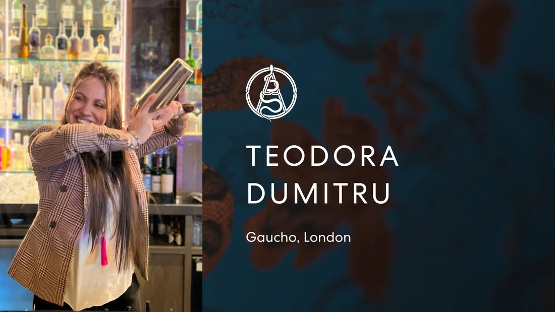 Portrait of Teodora Dumitro from Gaucho in London with the Axia Spirit logo