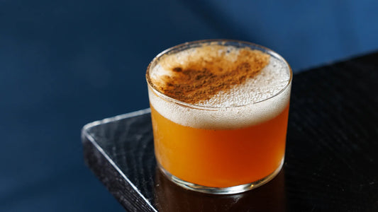 Close-up of a Axia Spirit cocktail on a table