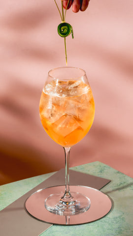 Axia Mastiha Spirit and Gaucho Watermelon Spritz Cocktail on a counter