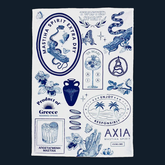 Axia Spirit Bar Towel on a dark blue background